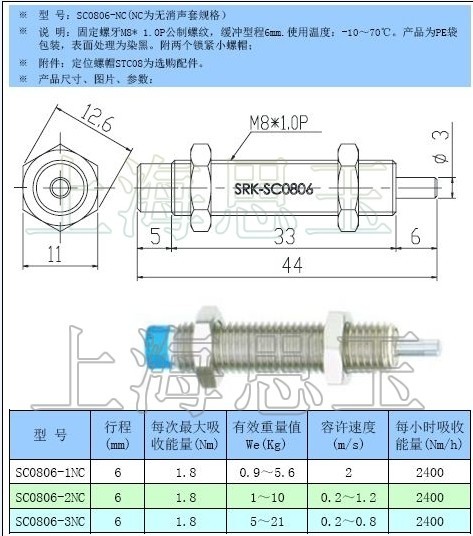 SRK油壓緩沖器AC0806 SC0806NC