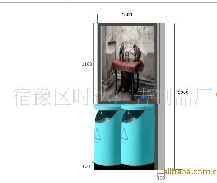 垃圾箱廣告燈箱訂制 冷扎鋼板材質(zhì)燈箱 分類果皮垃圾箱廣告燈箱