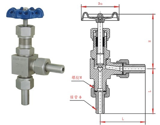 J24型角式外螺紋針型閥