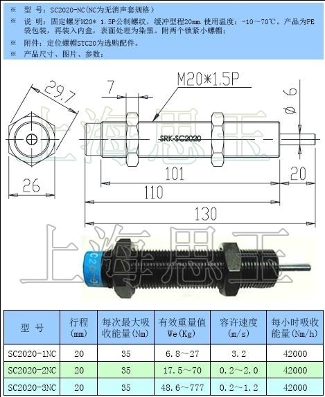 SRK吸震緩沖器SC2020-1/2/3NC AC2020NC