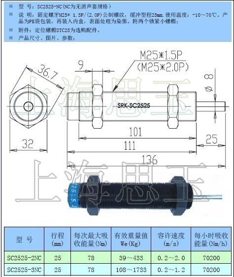 SRK阻尼器SC2525-2/3NC AC2525NC