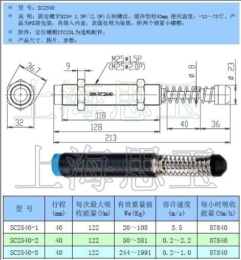 高效型油壓緩沖器SC2540/1/2/3 AC2540