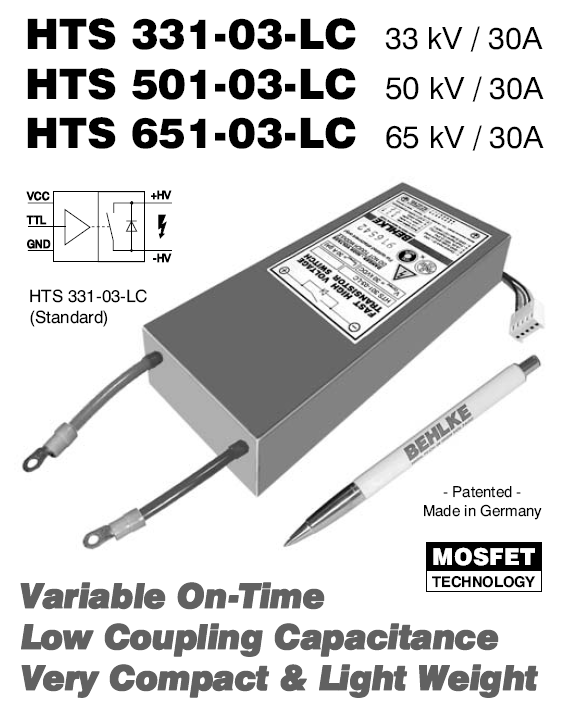 德國原裝進(jìn)口behlke HTS 121-80-LC2高壓開關(guān)