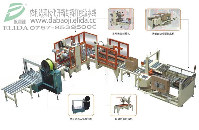 泉州依利達(dá)品牌現(xiàn)代化開(kāi)箱封箱打包流水線/出廠價(jià)