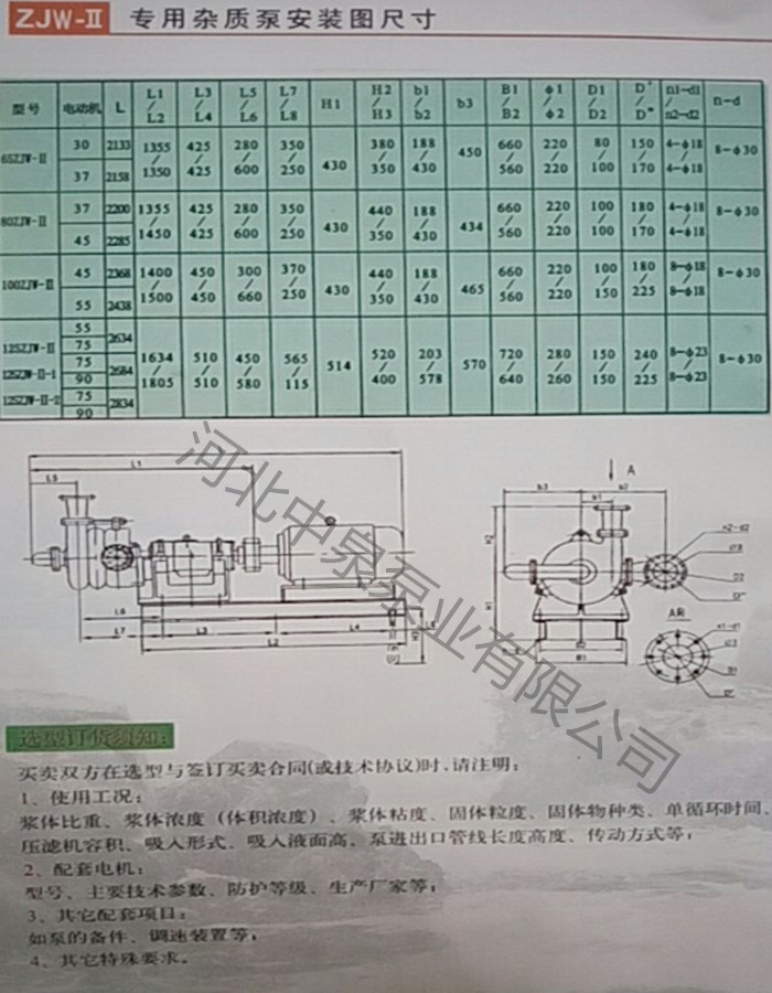 華縣平行式壓濾機(jī)入料泵規(guī)格齊全_150ZJW75-110壓濾機(jī)入料泵