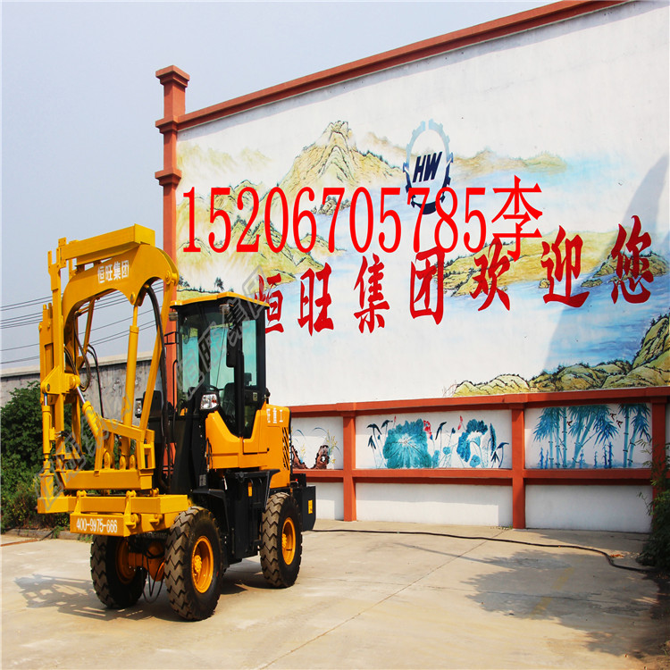 恒旺集團(tuán)新款公路護(hù)欄打樁機(jī)價(jià)格圖片，護(hù)欄打拔鉆孔一體機(jī)