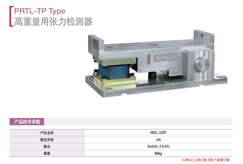 保羅高重量用張力檢測器：PRTL-05TP PRTL-7.5TP PRTL-