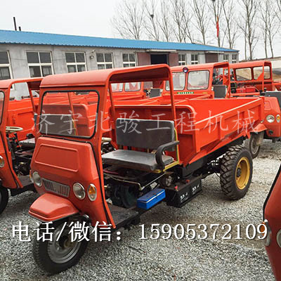 電啟動(dòng)液壓自卸三輪車，工地板材運(yùn)輸車