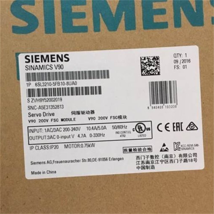 6SL3210-5FE11-0UA0 SINAMICS V90 輸入電壓 西門子模塊代理商