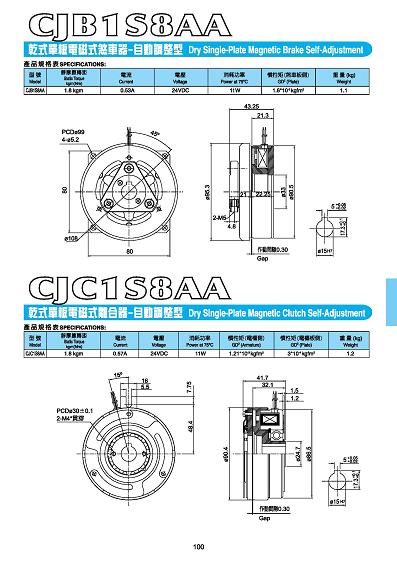 仟岱電磁剎車(chē)器CJB1S8AA