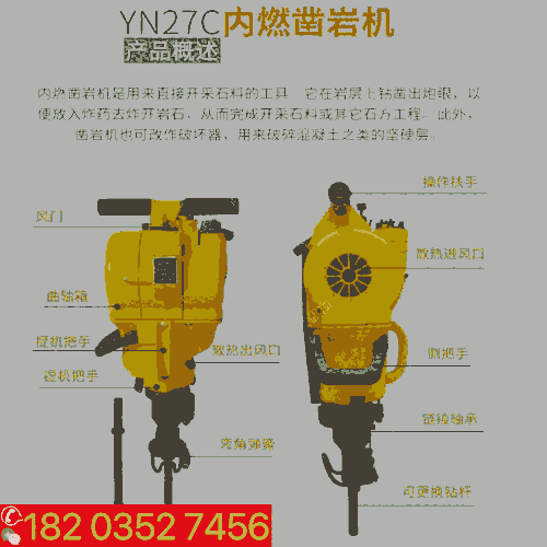 河北衡水 一機(jī)多用便攜式鑿巖打孔機(jī) 鑿巖機(jī)混凝土破碎 陜西渭南