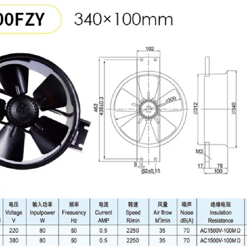 SHJY 300FZY2-D 300FZY3-D 甲云 外轉子工頻 軸流風機