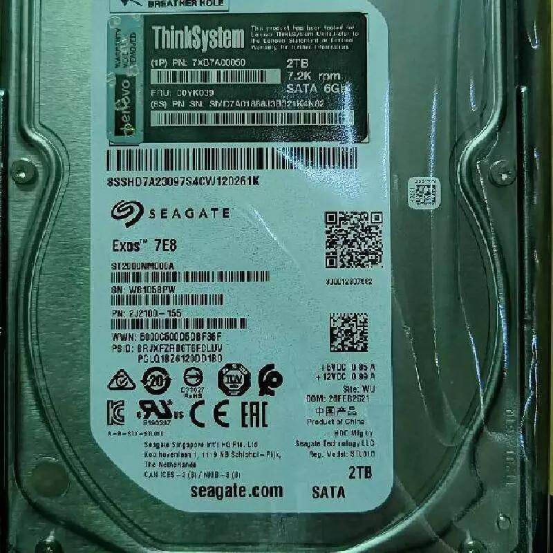 7XB7A00050 00YK039 2TB 2T SATA SR550 服務(wù)器硬盤