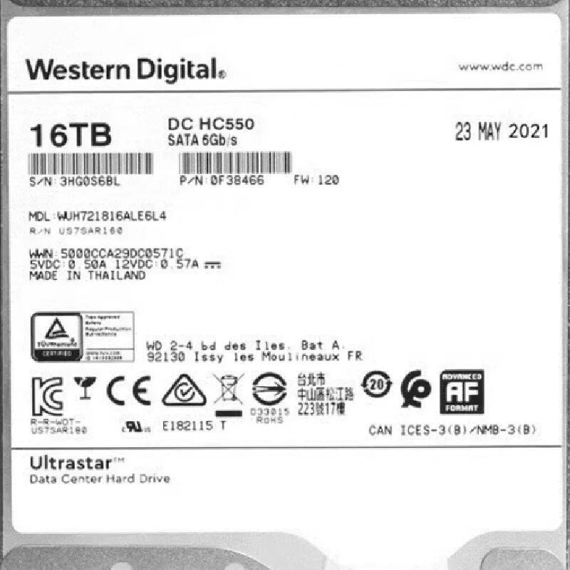 WUH721816ALE6L4 16TB 7.2K SATA3 企業(yè)級(jí)氦氣硬盤(pán)