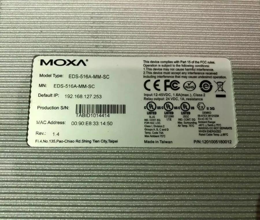 MOXA EDS-516A-SS-SC 單模 2光14電 工業(yè)以太網(wǎng)交換機(jī)