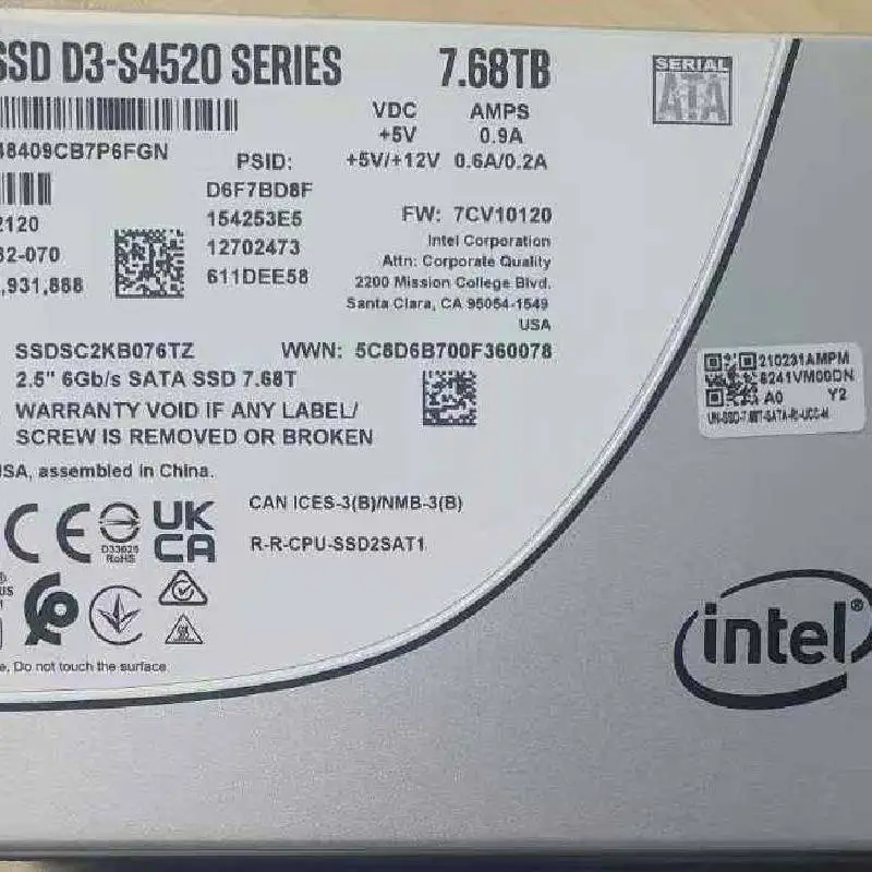 0231AMPM D3-S4520 H3C 7.68TB 6G SATA 硬盤