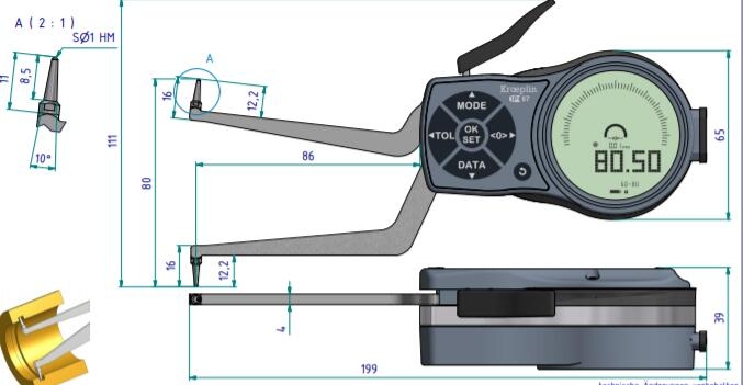 德國kroeplin數(shù)顯內(nèi)卡規(guī)L280，測量范圍：80-100mm