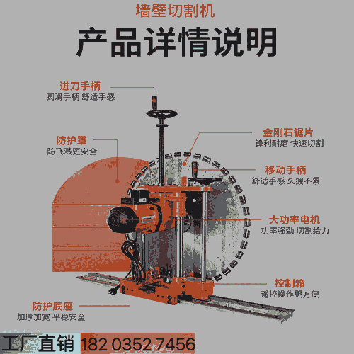 建筑工程墻面切墻機(jī) 廣東廣州 快速大功率高頻墻鋸機(jī) 宿州靈璧