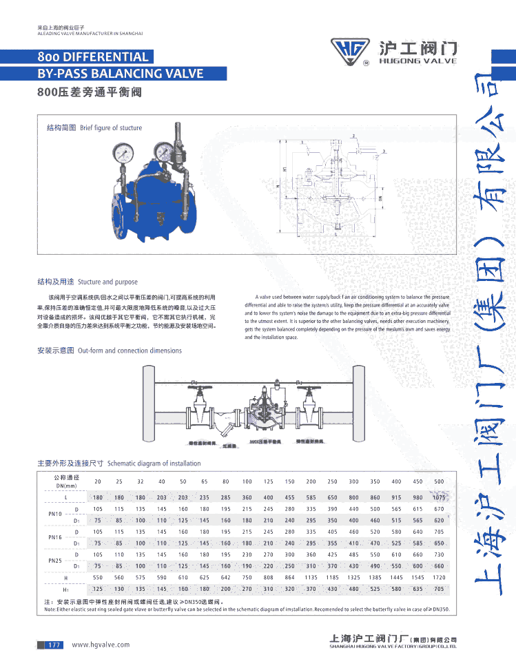 壓差旁通閥800X DN150壓差旁通平衡閥上海滬工閥門廠（集團）有限公司