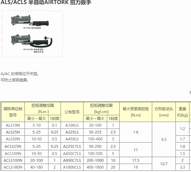 ASL30N ASL45N ASL60N ASL90N東日扭力工具