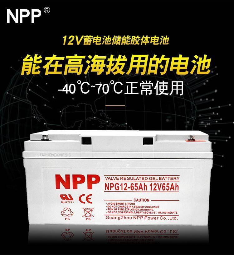 耐普太陽能膠體蓄電池12v65ahUPS電源通用型號NPG12-65AH