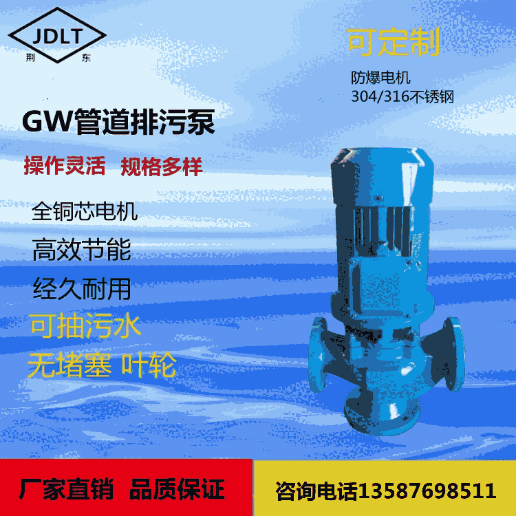 泰安市管道排污泵價格   GW立式管道排污泵