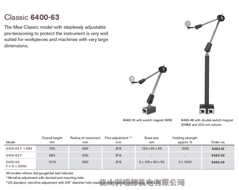 瑞士fisso磁性表座 固定支架6463.10 寧波磁性座