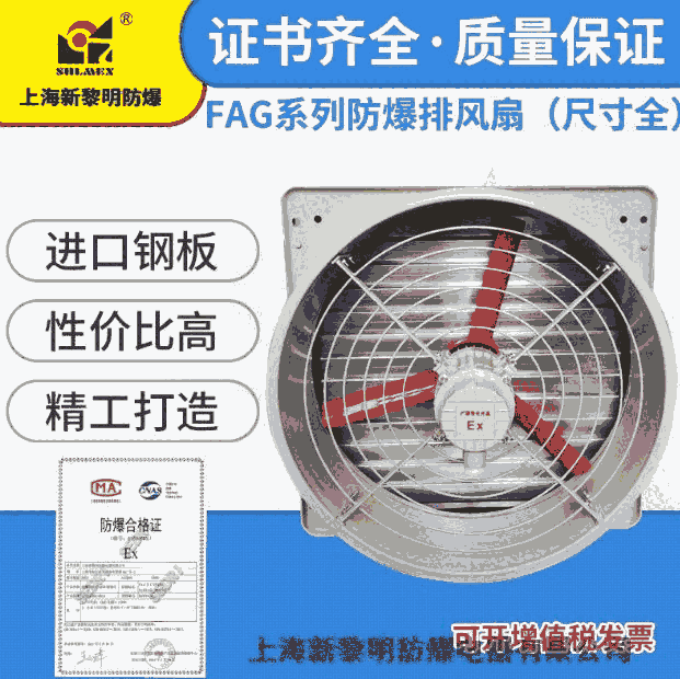 上海新黎明防爆壁式排風(fēng)換氣扇FAG-600帶百葉窗220 380V國(guó)標(biāo)廠(chǎng)家