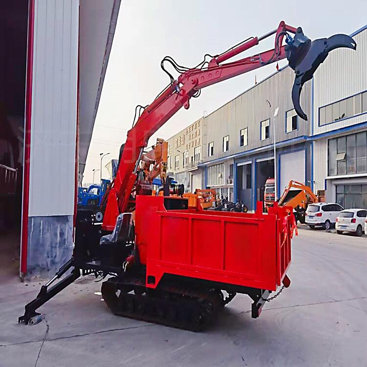 全地形履帶隨車抓  履帶底盤抓木運輸一體機 360度旋轉(zhuǎn)抓木機