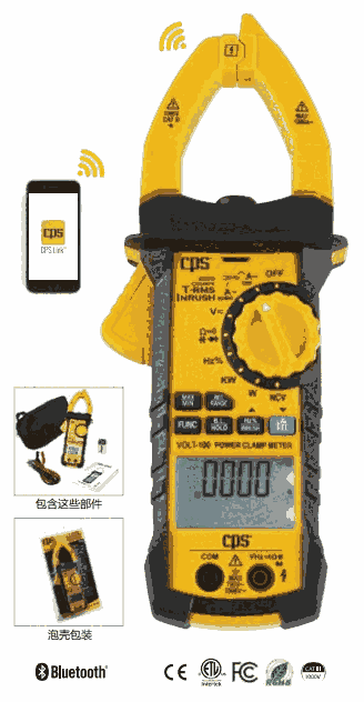 【美國(guó)CPS】CPS鉗形表 VOLT-100無(wú)線(xiàn)電流鉗形表 AC750數(shù)顯鉗形表