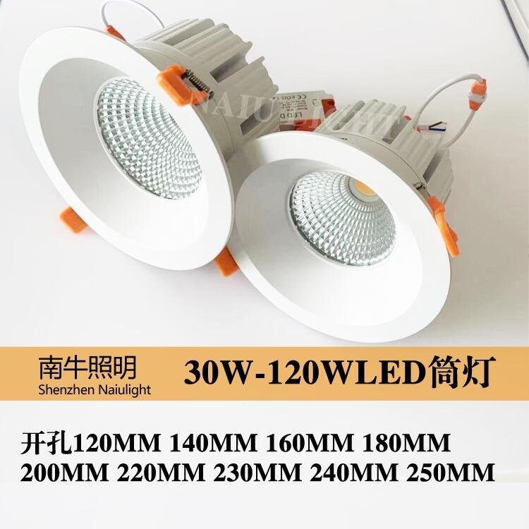 40W 50W 60W led筒燈 開(kāi)孔240mm 6寸8寸10寸筒燈