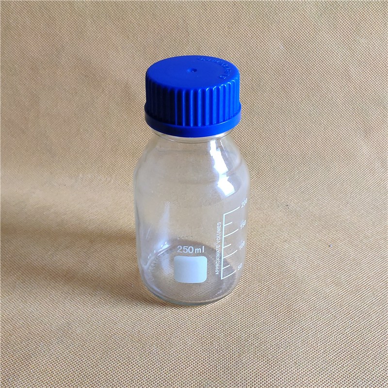 杭州斯晨250ml GL45藍蓋螺紋絲口透明玻璃試劑瓶 玻璃樣品瓶250ml