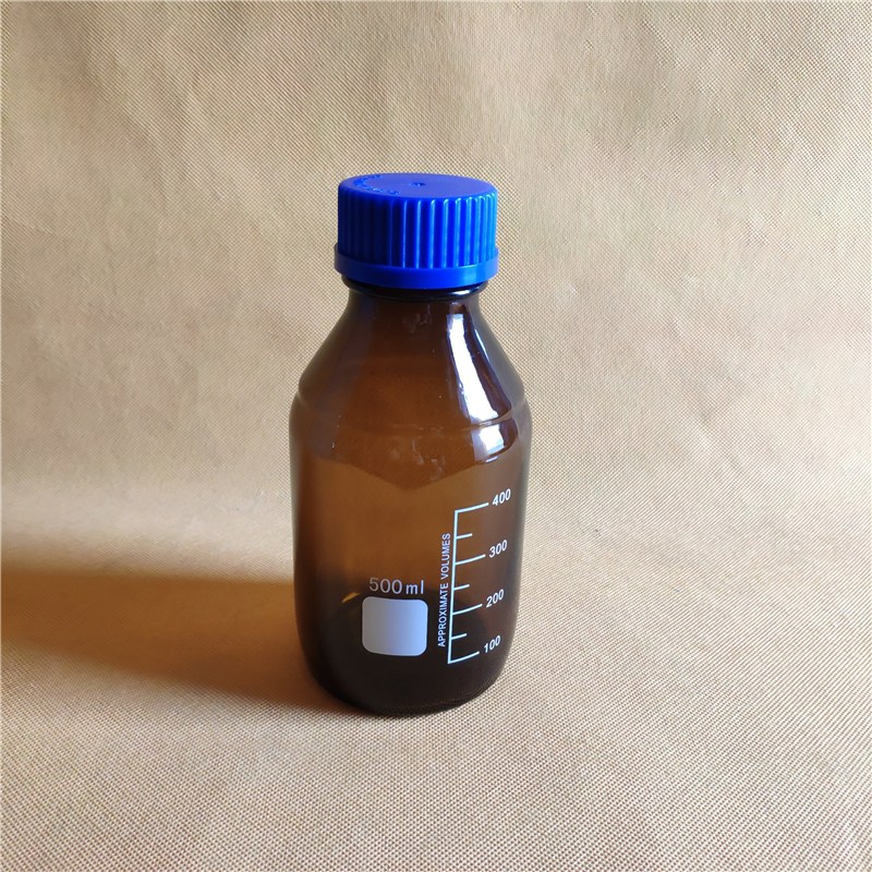 500mlGL45藍(lán)蓋螺口棕色玻璃試劑瓶 玻璃樣品瓶500ml