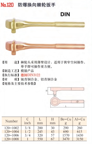 防爆工具橋防牌防爆棘輪扳手，防爆鈹銅鋁銅工具