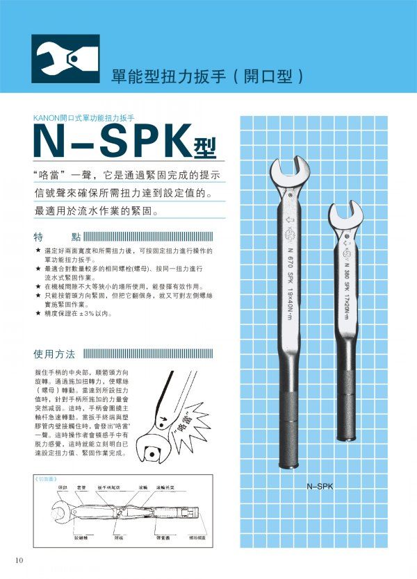 日本中村KANON單能型扭力扳手（開(kāi)口型）  N-SPK型