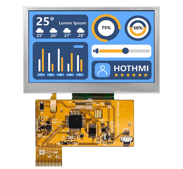 4.3寸 800x480,UART,TFT彩屏,智能串口屏,陽光下可見