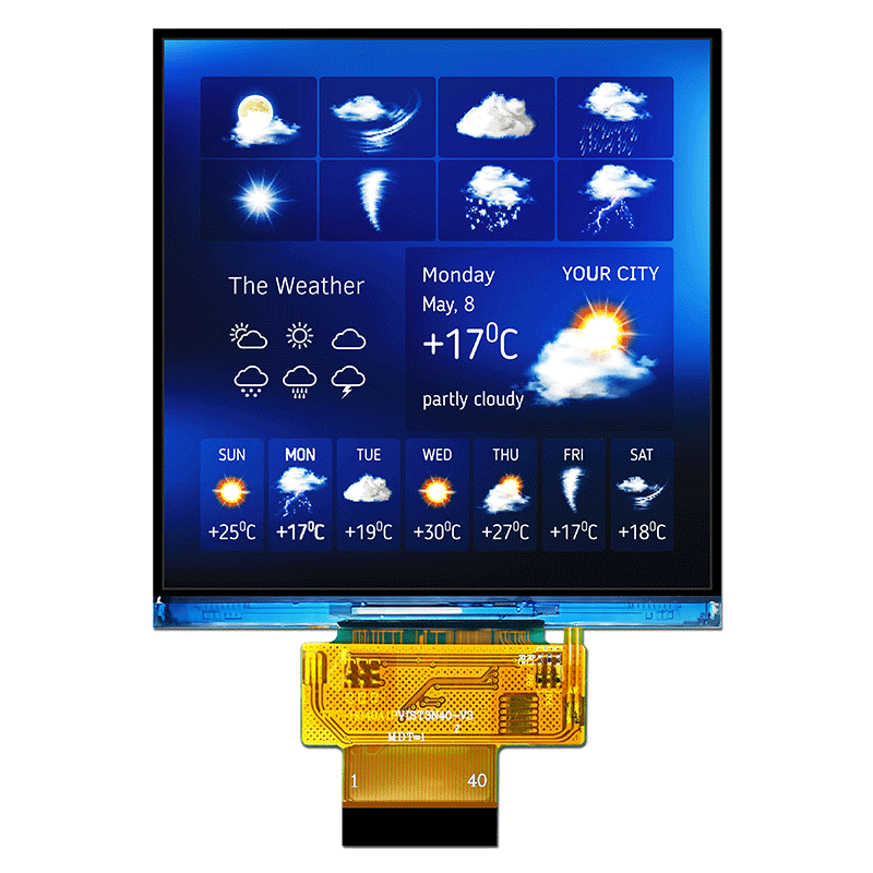 4英寸 480x480 點(diǎn)陣方形 TFT 液晶顯示屏 天然氣泄露報(bào)警器