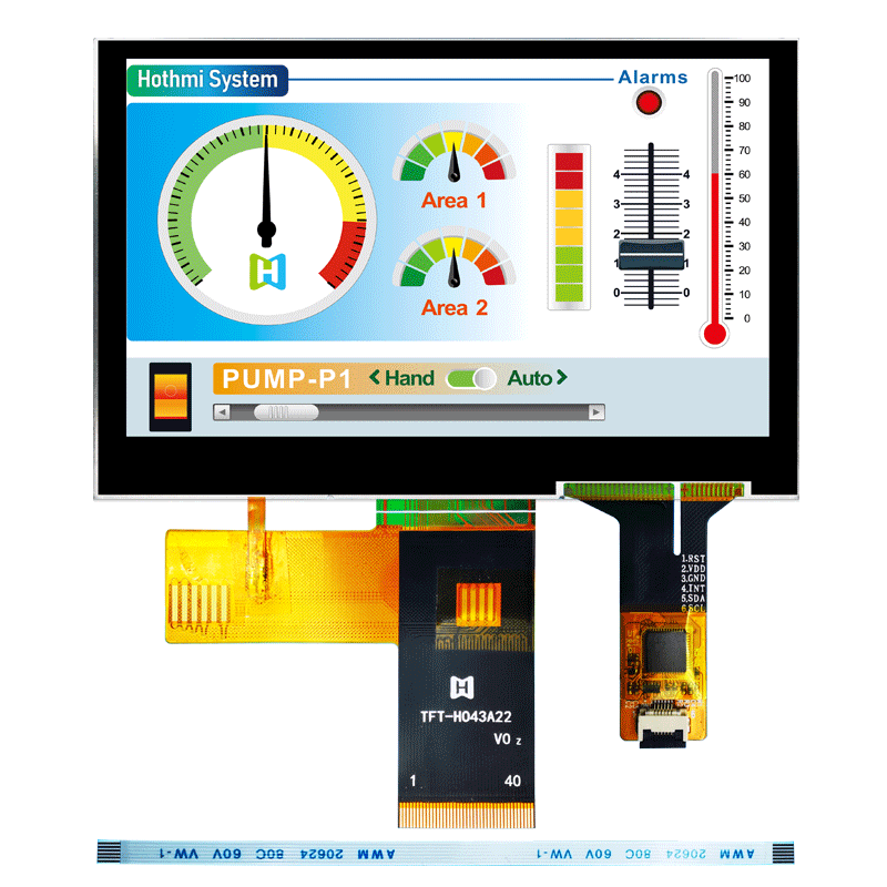 充電樁顯示屏4.3 寸TFT彩屏480x272分辨率陽光下可視