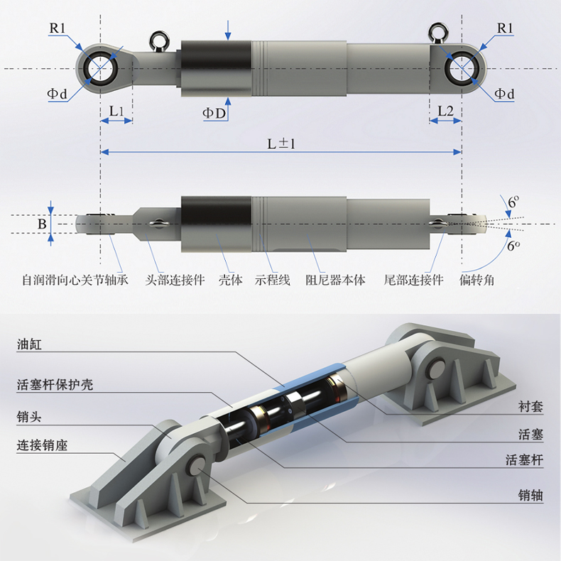 幼兒園學(xué)校醫(yī)院建筑用粘滯阻尼器高架減震黏滯流體阻尼耗能器廠家