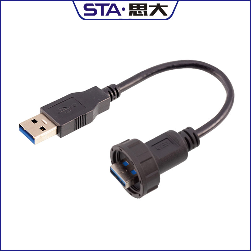 USB3.0防水線航空插頭工業(yè)數(shù)據(jù)連接器母座延長數(shù)據(jù)信號傳輸線