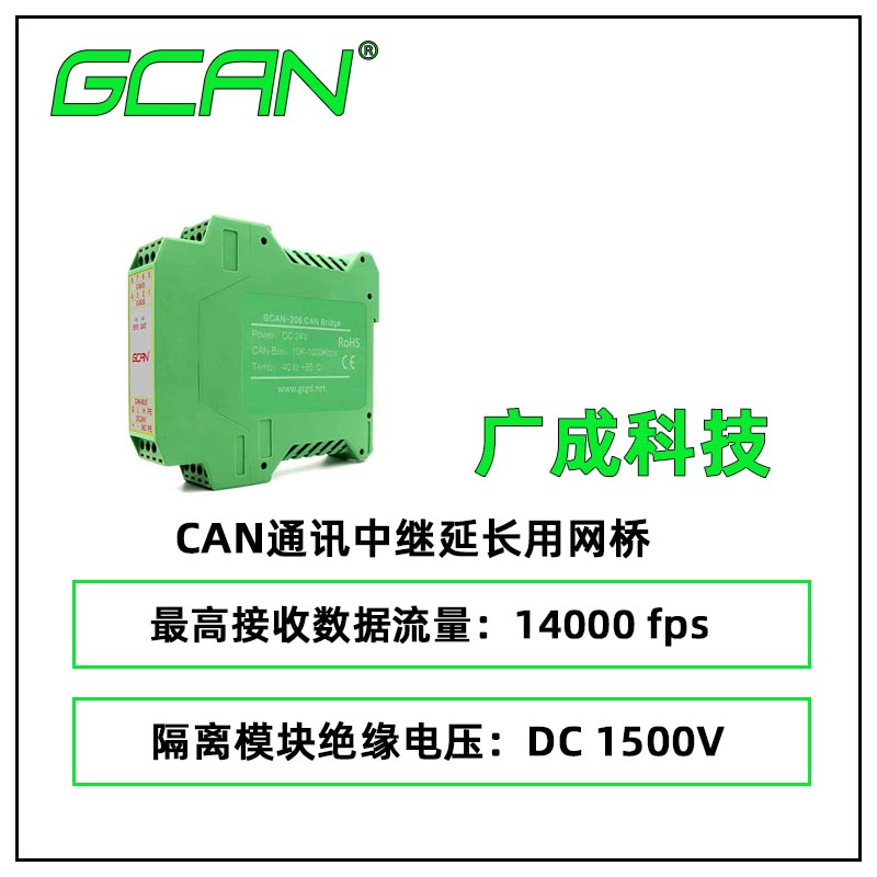 供應廣成科技CAN通訊中繼延長用網(wǎng)橋GCAN-206