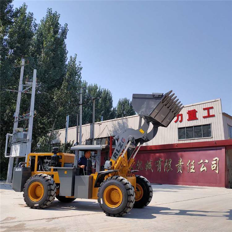 礦井隧道煤礦裝載機_四驅雙油缸輪式鏟車_加重巖石斗裝載機_日力重工