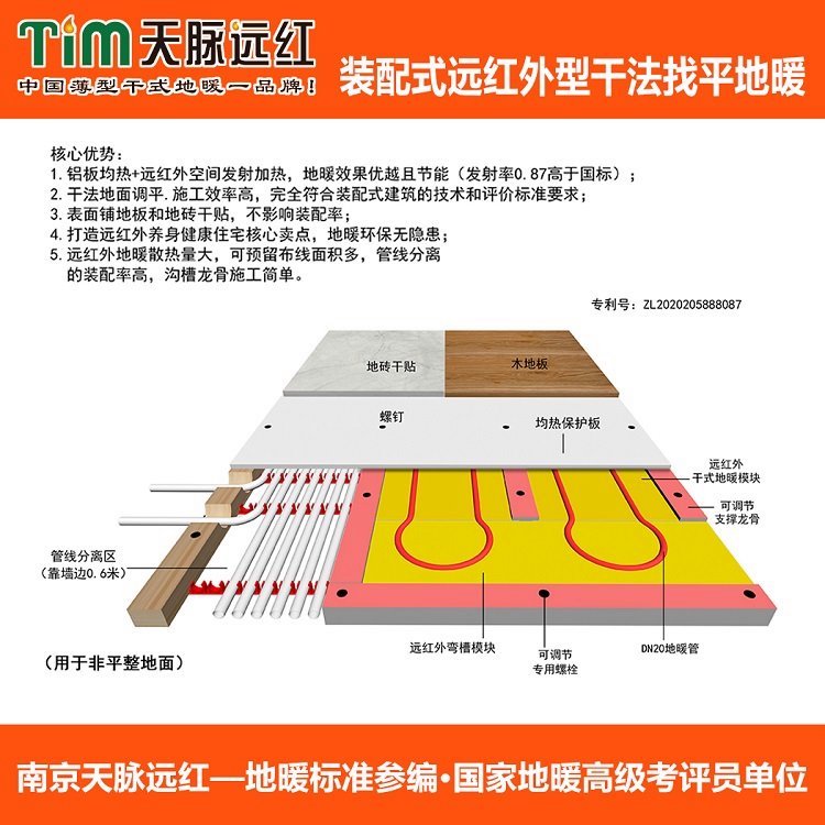 干式地暖裝配式遠(yuǎn)紅外型干法找平干式調(diào)平健康舒適