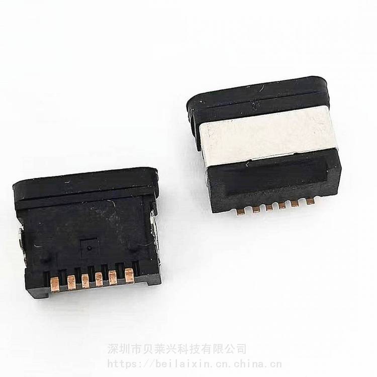 USB3.1TYPEC板上防水母座6PIN兩腳插板DIP SMT后柱L=7.0