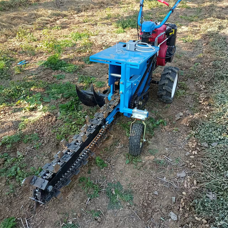 液壓升降式挖坑機柴油動力192風冷柴油鏈條式開溝機