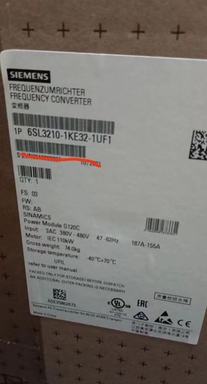 6SL3210-1KE32-4UF1西門子總代理G120C變頻器標稱功率模塊132.0kW