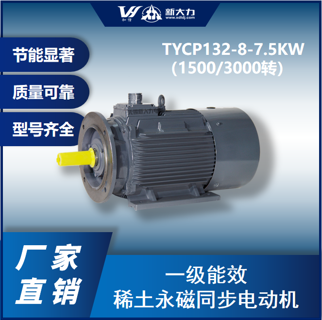 新大力永磁變頻電機節(jié)能改造一級能效TYCP132-8-7.5KW4\/6極