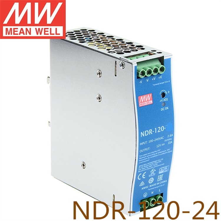 （MEANWELL）NDR-120-24帶PFC導(dǎo)軌開關(guān)電源明緯電源24v