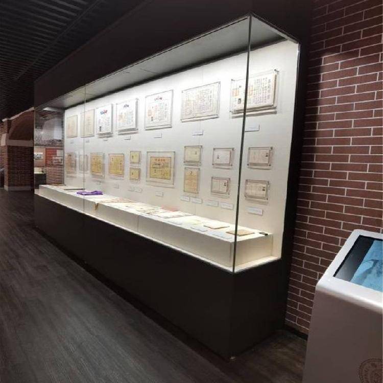 歷史陳列館靠墻高柜訂做博物館平移開啟玻璃門展柜訂制