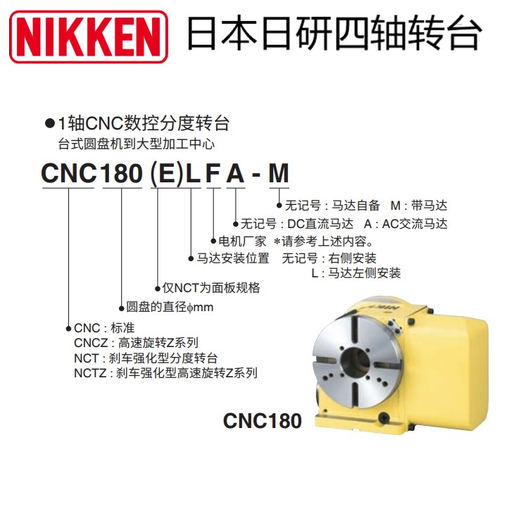 日研分度盤CNC180(E)LFA四軸轉(zhuǎn)臺精密五軸維修銷售